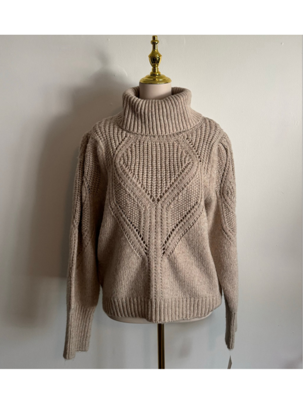 Women's Ophelia Roe Turtleneck Sweater Size L Beige